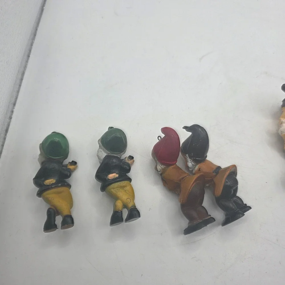 Vintage Gnome Dwarf Christmas Ornaments Figurines Lot of 7 Mini Holiday Decor